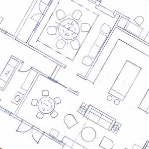 space planning blueprint and furniture layout